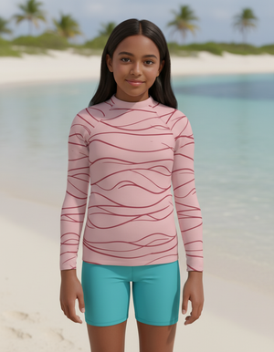 Dusty Rose Aqua Youth Rash Guard Youth Rash Guard — Dripper