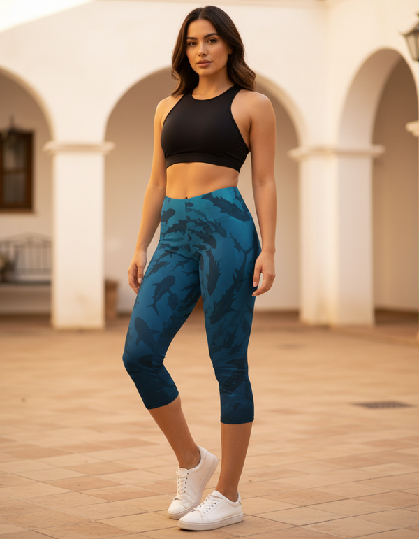 Azure Capri Leggings Capri Leggings — Dripper