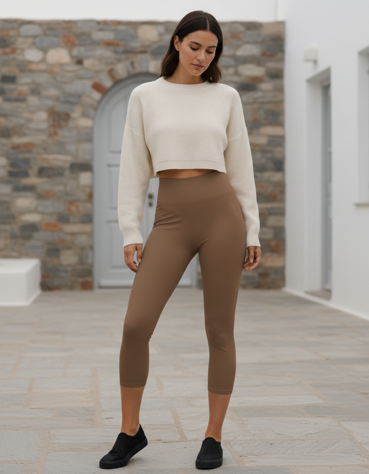 Mocha Leggings Capri Yoga Leggings — Dripper