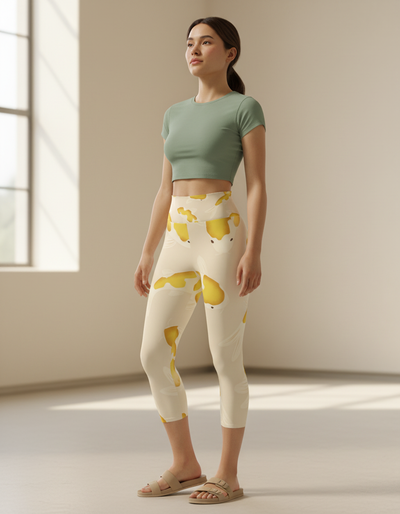Lemon Yellow Eclipse Capri Yoga Leggings capri yoga leggings