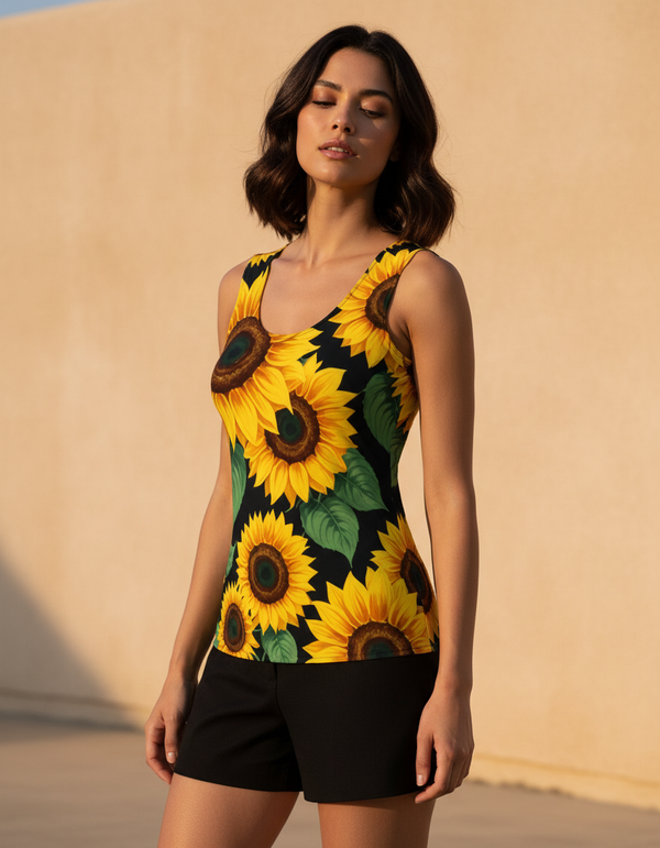 Golden Petal Bloom Tank Top
