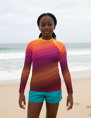 Burnt Sienna Ripple Youth Rash Guard Youth Rash Guard — Dripper