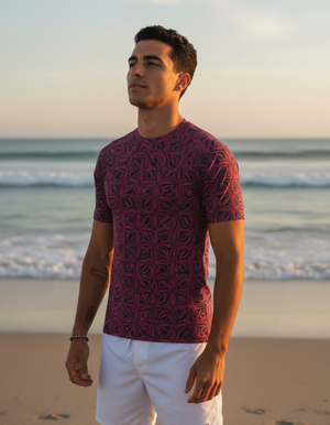 Men's Hot Pink Chord men's short-sleeve rashguards