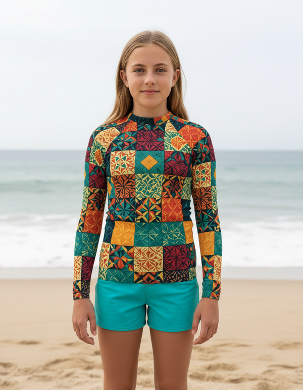 Youth Base Card Patterns Rash Guard