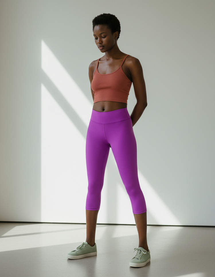 Neon Purple Leggings Capri Leggings — Dripper