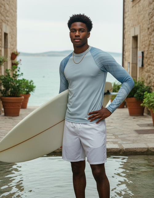 Men's Blue Aura Spectrum men's short-sleeve rashguards