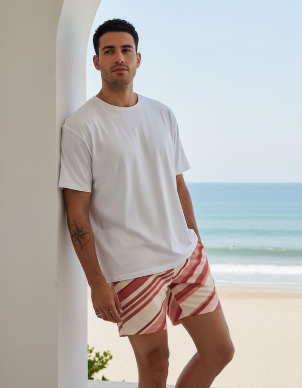 Men's Striped Swim Trunks