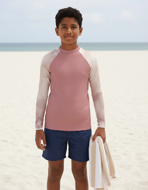 Dusty Rose Mosaic Youth Rash Guard Youth Rash Guard — Dripper
