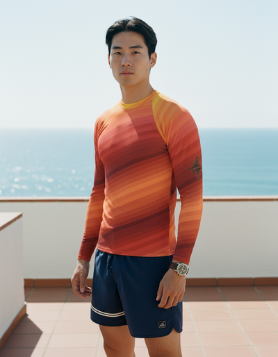 Men's Burnt Sienna Ripple rash guard