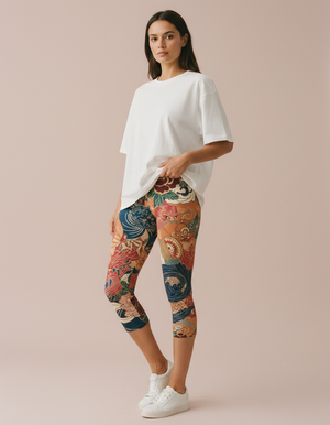 Women's Japanese Ukiyo-e Capri Leggings