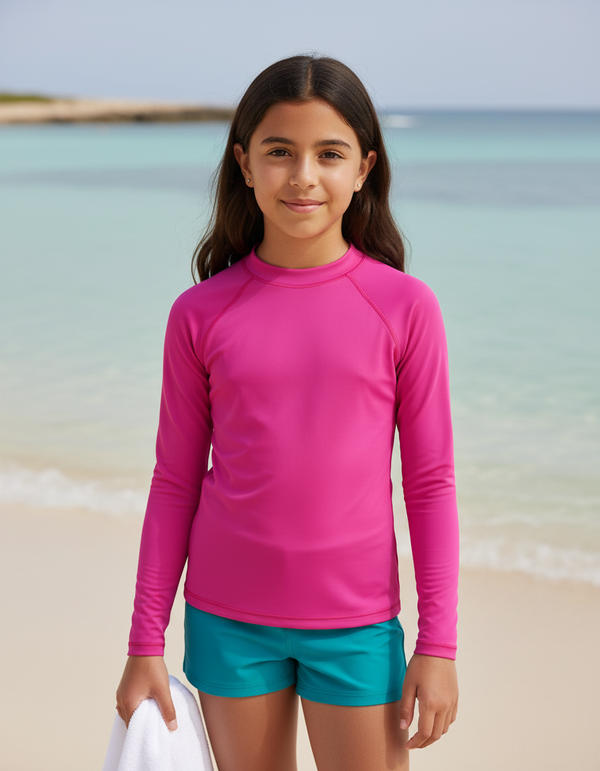 Youth Electric Fuchsia Rash Guard