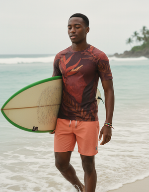 Men's Fiery Red Tropique men's short-sleeve rashguards