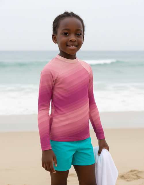 Dusty Rose Ripple Kids Rash Guard Kids Rash Guard — Dripper
