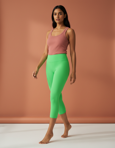 Screaming Green Capri Yoga Leggings capri yoga leggings