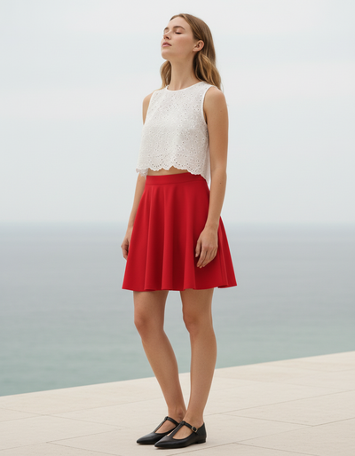 Venetian Red Skater Skirt skater skirt