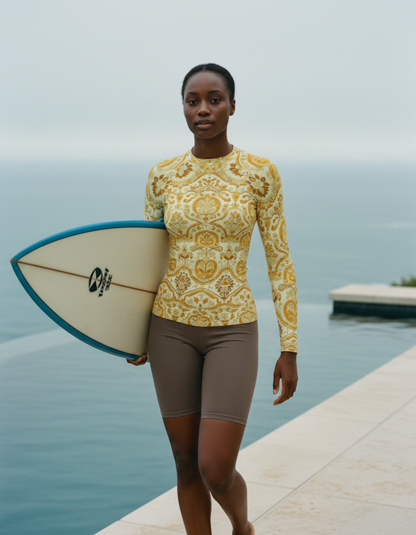 Rashguard in Yellow Rangoli
