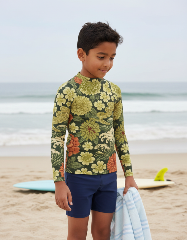 Kids Japanese Ukiyo-e Rash Guard