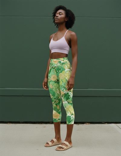 Runway Emerald Sakura Capri Yoga Leggings capri yoga leggings