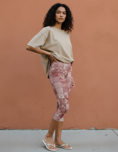 Dusty Rose Fragment Capri Leggings capri leggings