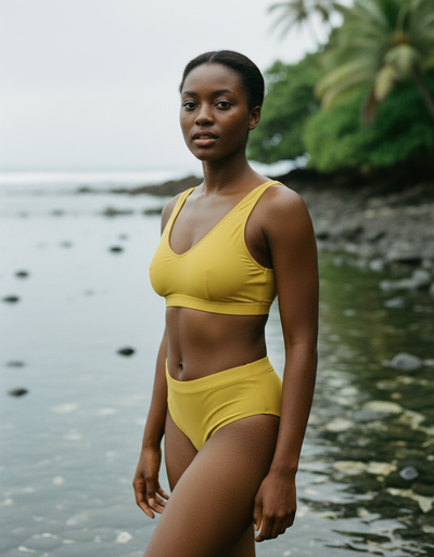Gold high-waisted bikini