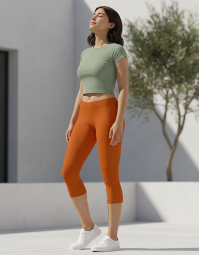 Burnt Orange Capri Leggings capri leggings