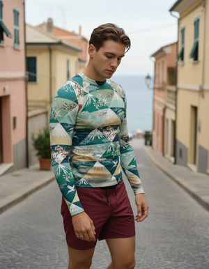 Men's Transformative Teal Zenith men's short-sleeve rashguards