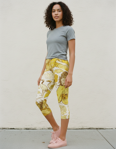 Yellow Kintsugi Capri Leggings capri leggings