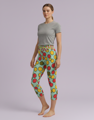 Runway Chartreuse Mosaic Capri Yoga Leggings capri yoga leggings
