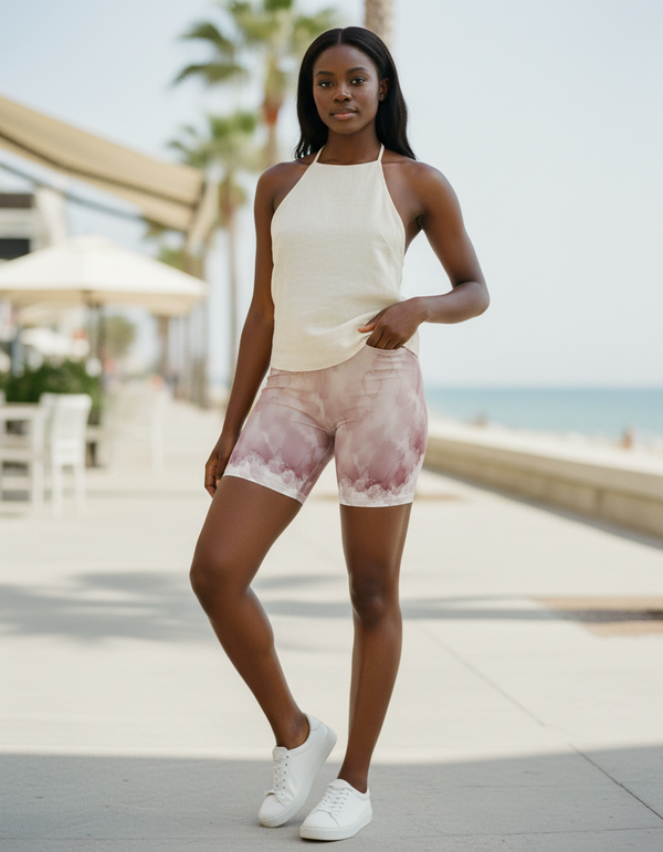 Women's Short Shorts in Dusty Rose Mosaic