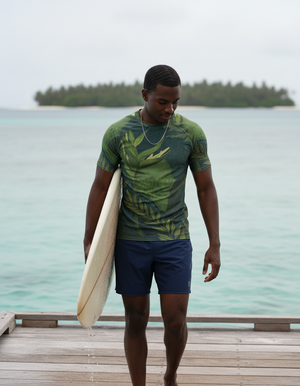 Men's Runway Chartreuse Tropique men's short-sleeve rashguards