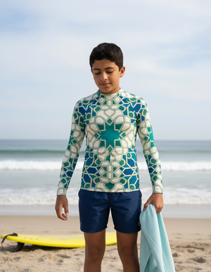 Transformative Teal Albaicín Youth Rash Guard Youth Rash Guard — Dripper