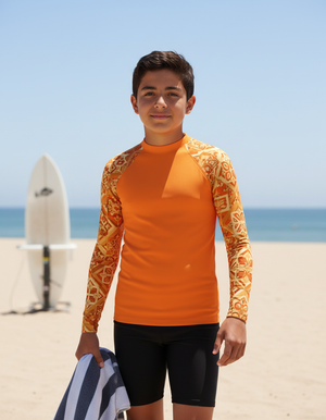 Citrus Orange Helix Youth Rash Guard Youth Rash Guard — Dripper