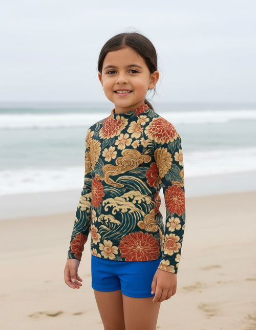 Coral Edo Kids Rash Guard Kids Rash Guard — Dripper