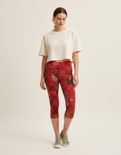 Fiery Red Fragment Capri Leggings capri leggings