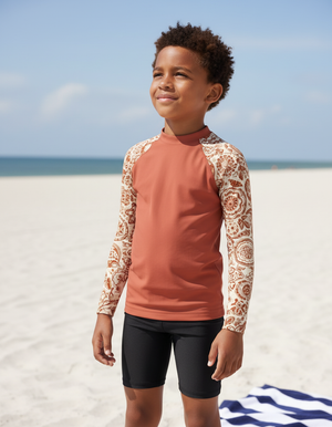 Burnt Sienna Echo Kids Rash Guard Kids Rash Guard — Dripper