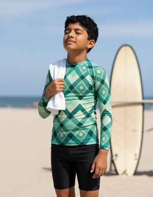 Jelly Mint Horizon Youth Rash Guard Youth Rash Guard — Dripper