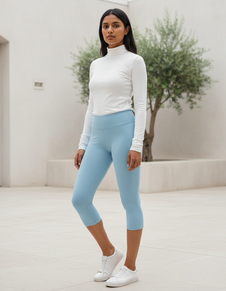 Baby Blue Capri Leggings Capri Leggings — Dripper