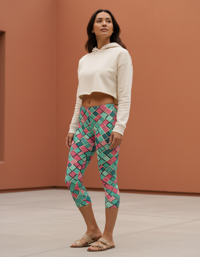 Jelly Mint Vortex Capri Leggings capri leggings