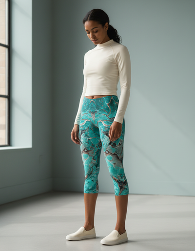 Jelly Mint Kaleidoscope Capri Leggings capri leggings