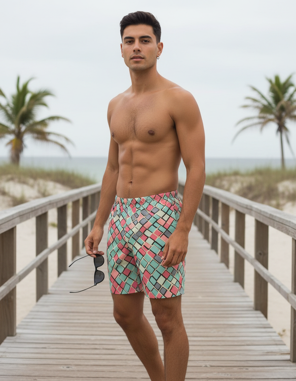 Men's Mosaic Tile Swim Trunks