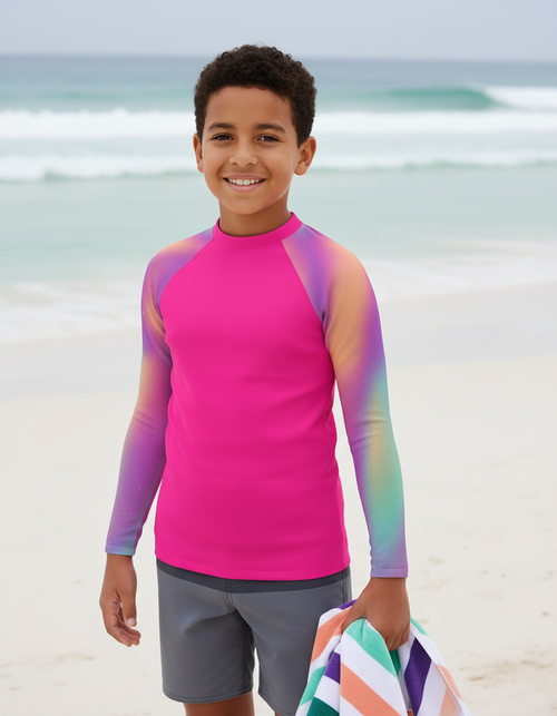Electric Fuchsia Chroma Youth Rash Guard Youth Rash Guard — Dripper