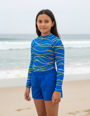 Youth Lemon Yellow Aqua youth rashguards