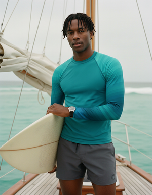 Transformative Teal Ripple Rash Guard Men's Rashguard — Dripper