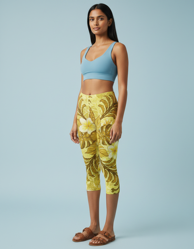 Lemon Yellow Hula Capri Leggings capri leggings