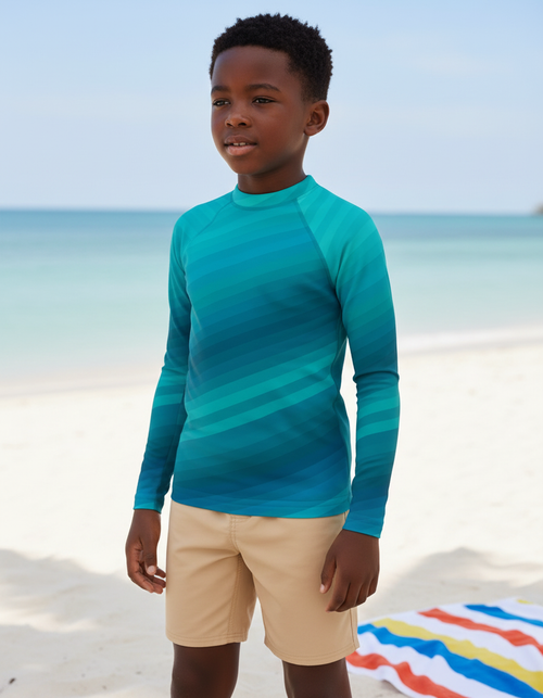 Kids Transformative Teal Ripple kids rashguards