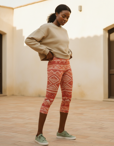 Coral Quipu Capri Leggings capri leggings