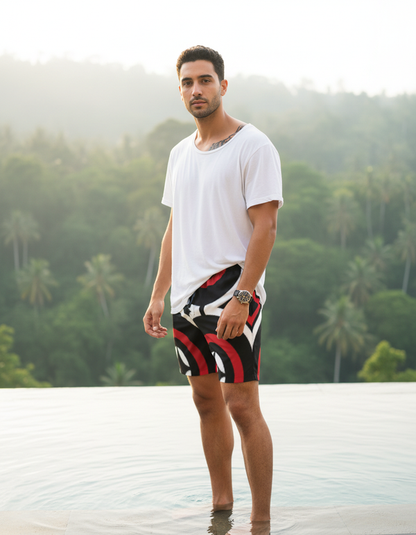Torajan Collection men's swim trunks
