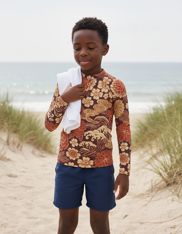 Kids Japanese Ukiyo-e Rash Guard