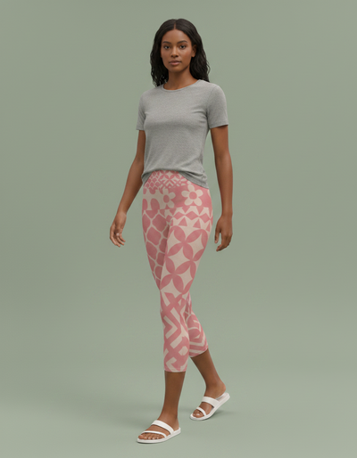 Tea Rose Vivid Capri Yoga Leggings capri yoga leggings
