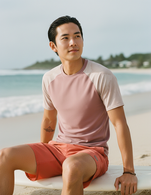 Men's Dusty Rose Mosaic men's short-sleeve rashguards
